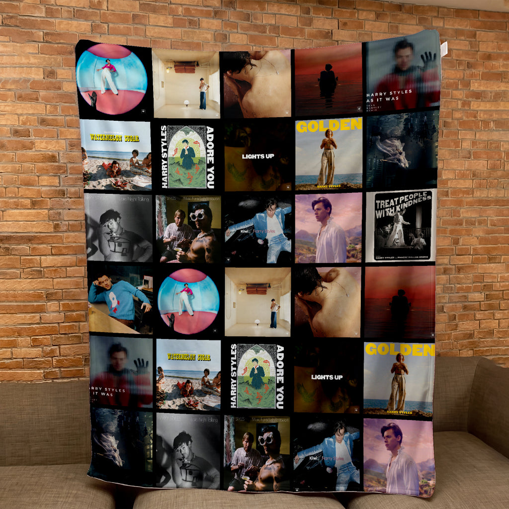 Harry Styles Albums Collage Sherpa Blanket - A Unique Christmas Find for All Fans