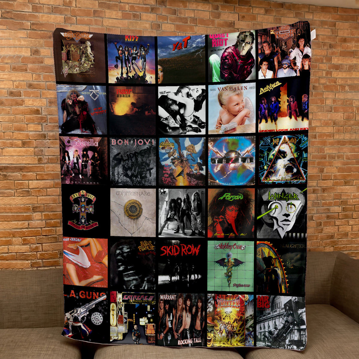 80s & 90s Hair Metal Classics Albums Collage Sherpa Blanket - Unique Gift for Music Fans