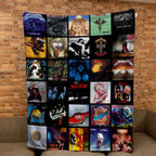 80s & 90s Rock & Metal Classics Albums Collage Sherpa Blanket - Unique Gift for Rock Music Fans