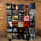 Bon Jovi Albums Collage Sherpa Blanket - A Unique Christmas Find for All Rock Fans