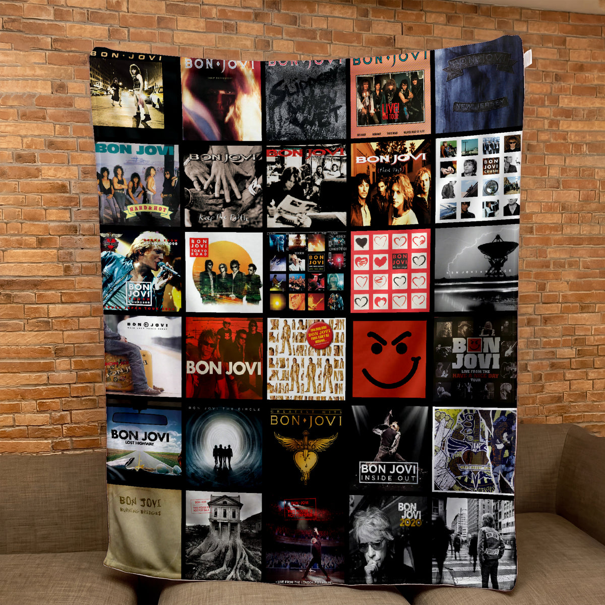 Bon Jovi Albums Collage Sherpa Blanket - A Unique Christmas Find for All Rock Fans