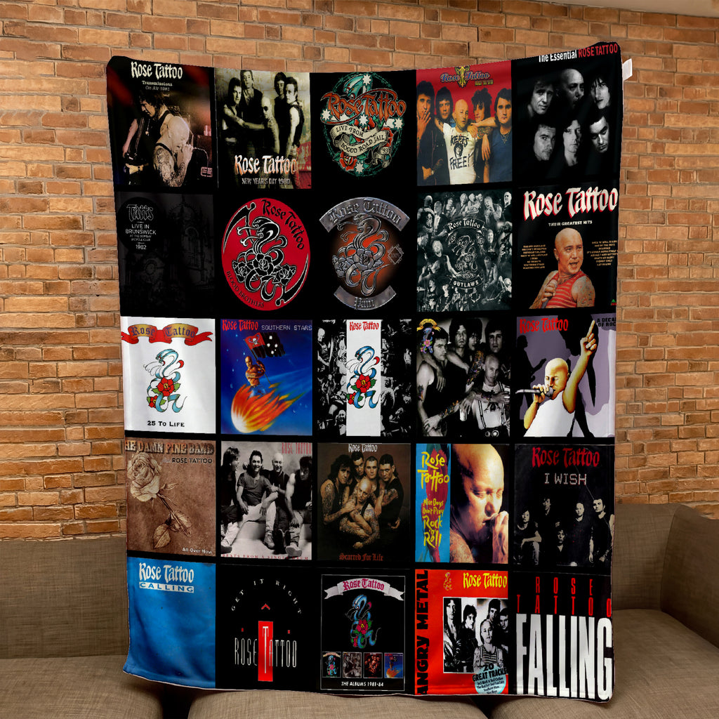 Rose Tattoo Albums Collage Sherpa Blanket - A Unique Christmas Find for All Fans