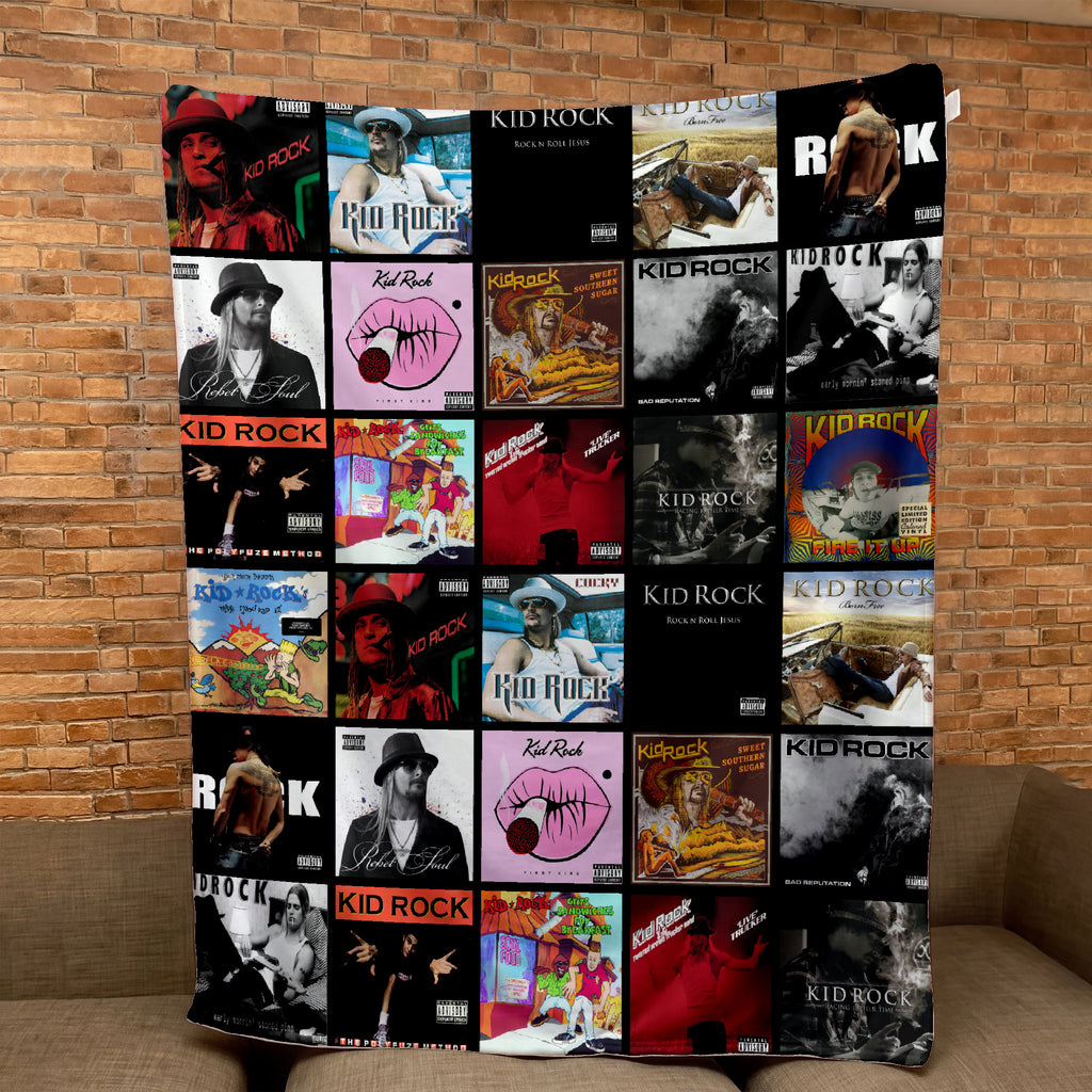 Kid Rock Albums Collage Sherpa Blanket - A Unique Christmas Find for All Fans