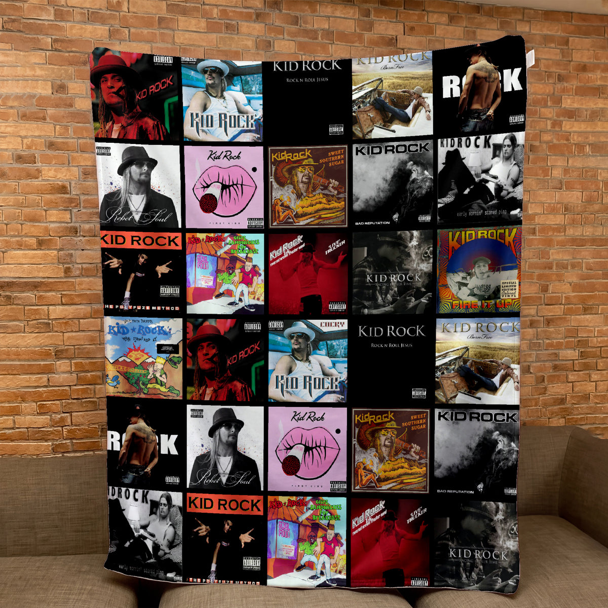 Kid Rock Albums Collage Sherpa Blanket - A Unique Christmas Find for All Fans