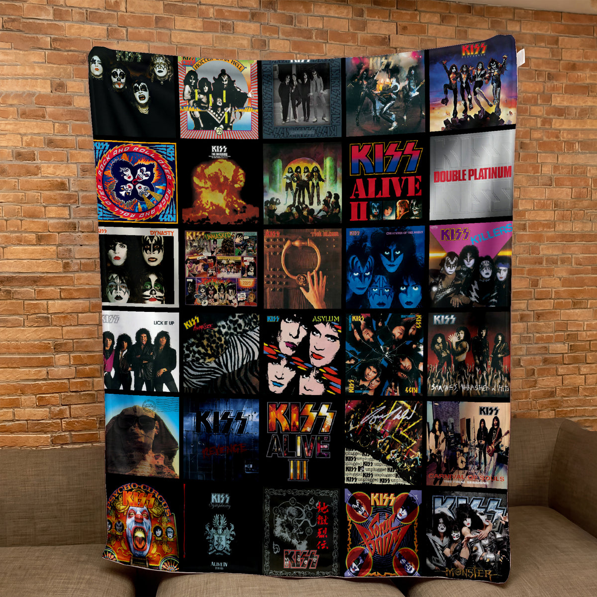 KISS Classics Albums Collage Sherpa Blanket - Unique Gift for Music Fans