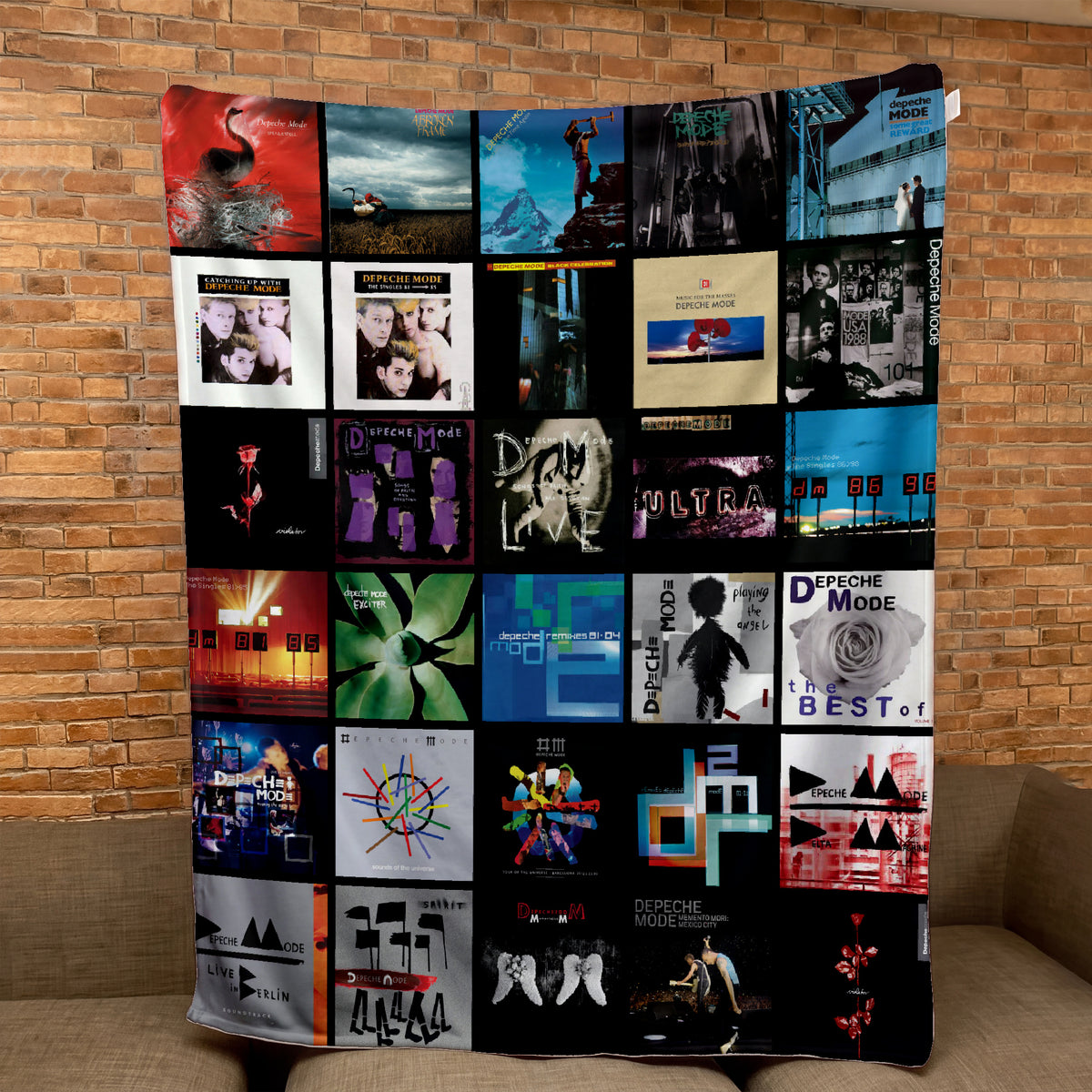 Depeche Mode Albums Collage Sherpa Blanket - A Unique Gift for Alternative Rock Fans