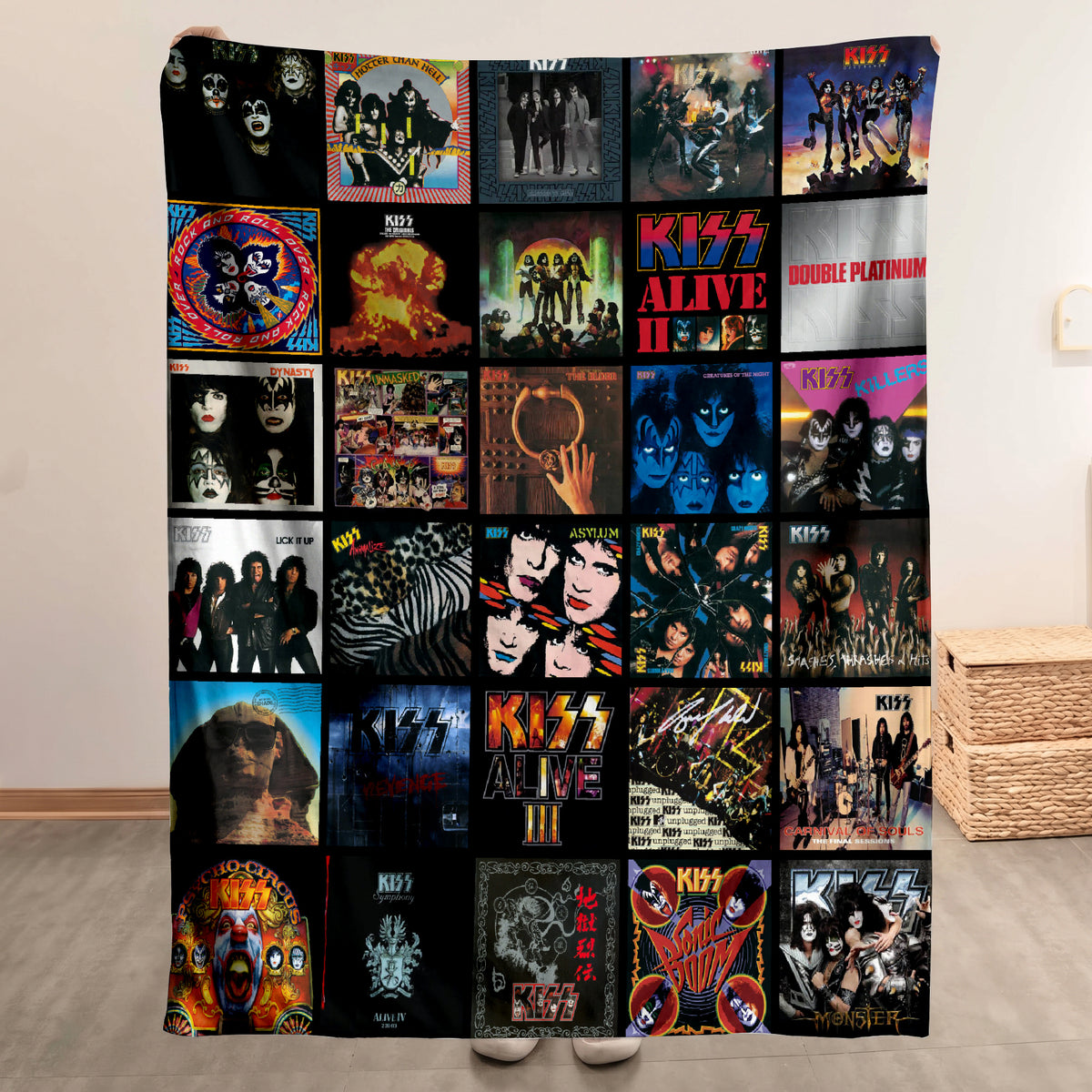 KISS Classics Albums Collage Sherpa Blanket - Unique Gift for Music Fans