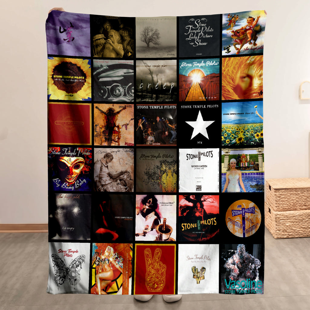 Stone Temple Pilots Albums Collage Sherpa Blanket - A Grunge-Era Tribute for True Fans
