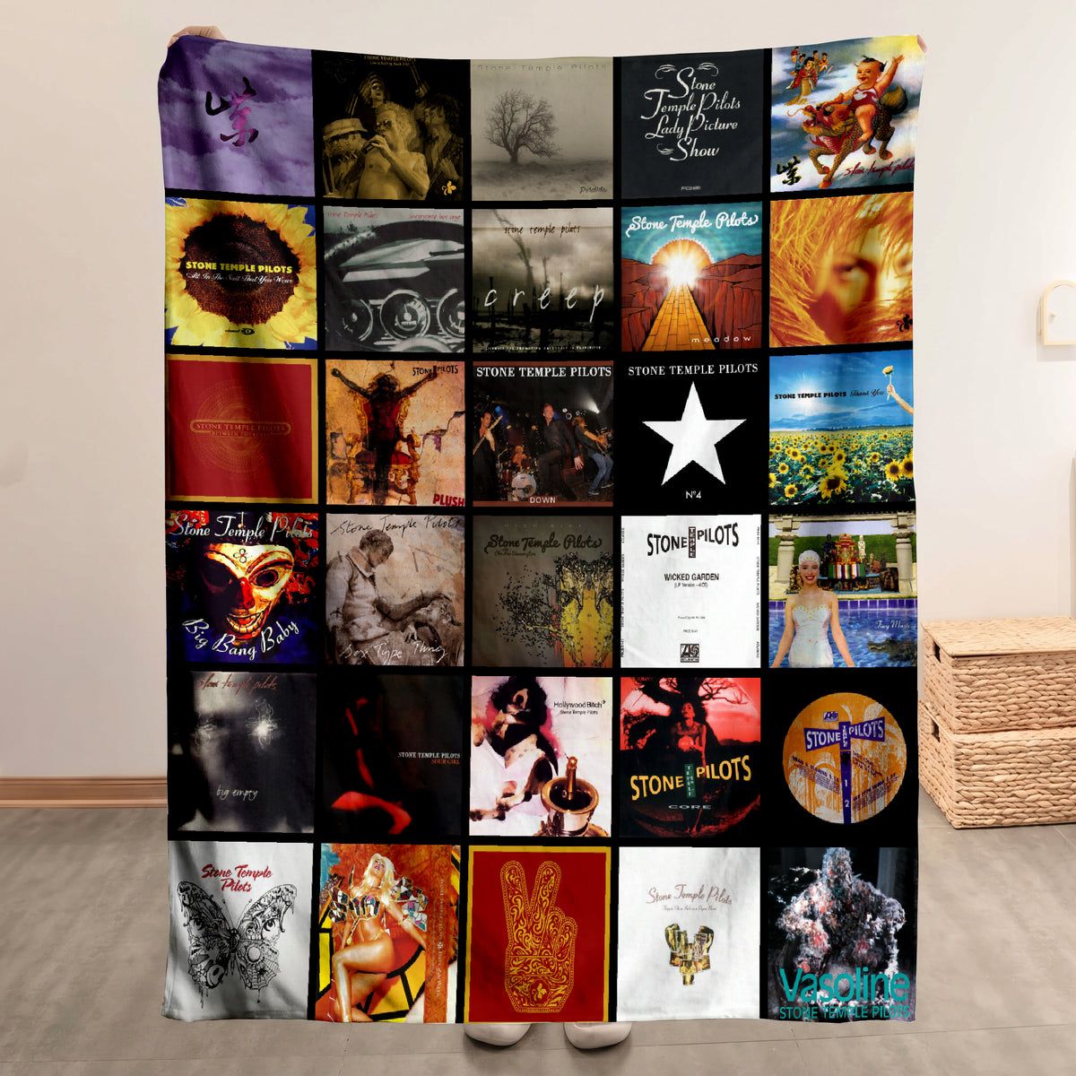 Stone Temple Pilots Albums Collage Sherpa Blanket - A Grunge-Era Tribute for True Fans