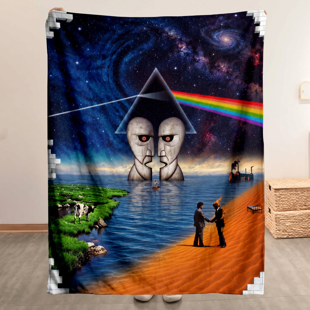 Pink Floyd Albums Art Sherpa Blanket - Unique Gift for Rock Music Fan