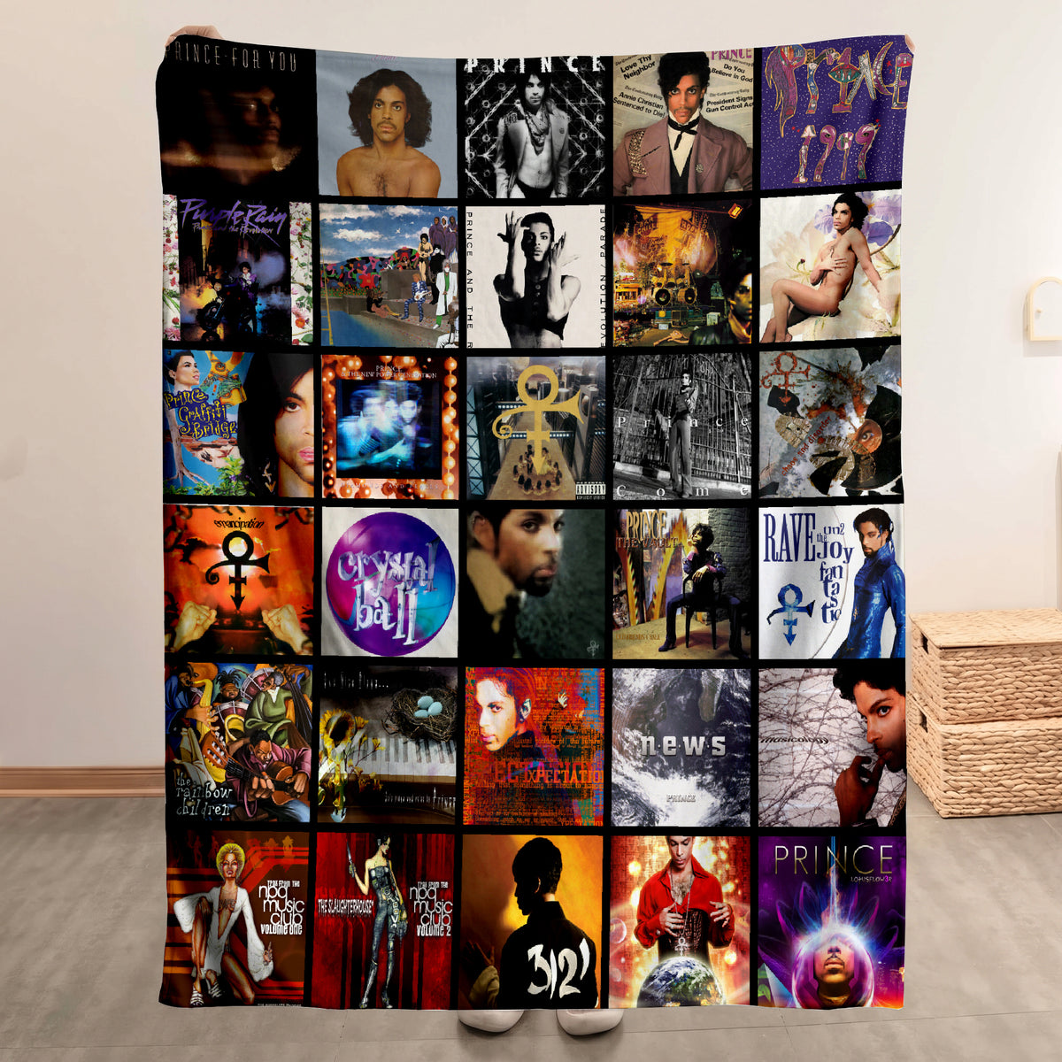 Prince Albums Collage Sherpa Blanket - Unique Gift for Music Fans