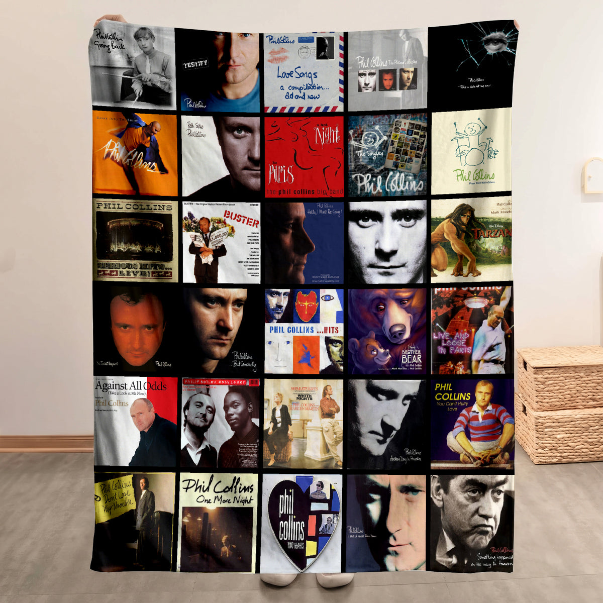 Phil Collins Albums Collage Sherpa Blanket - A Unique Christmas Find for All Fans