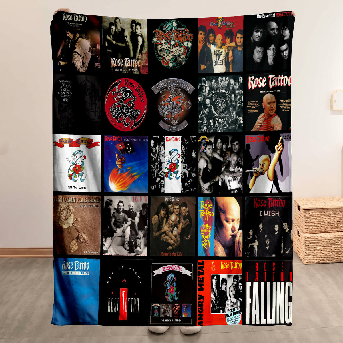 Rose Tattoo Albums Collage Sherpa Blanket - A Unique Christmas Find for All Fans