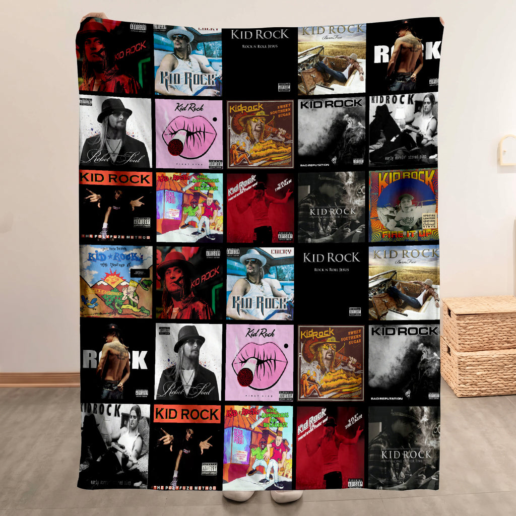 Kid Rock Albums Collage Sherpa Blanket - A Unique Christmas Find for All Fans