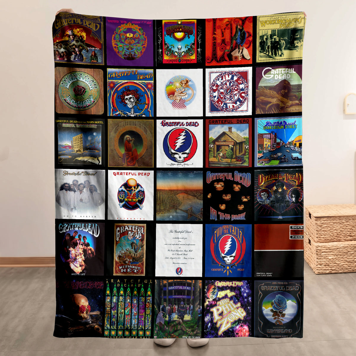 Grateful Dead Albums Collage Sherpa Blanket - Unique Gift for Music Fans