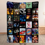 80s & 90s Rock & Metal Classics Albums Collage Sherpa Blanket - Unique Gift for Rock Music Fans