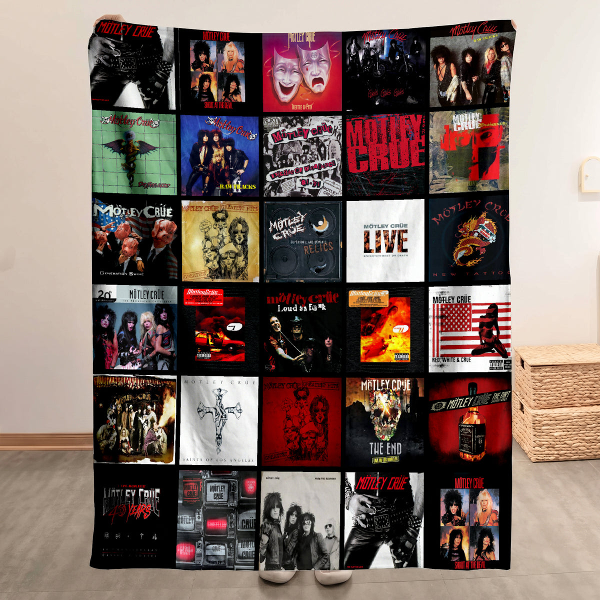 Metal Rock Band Classics Albums Collage Sherpa Blanket - Unique Gift for Music Fans