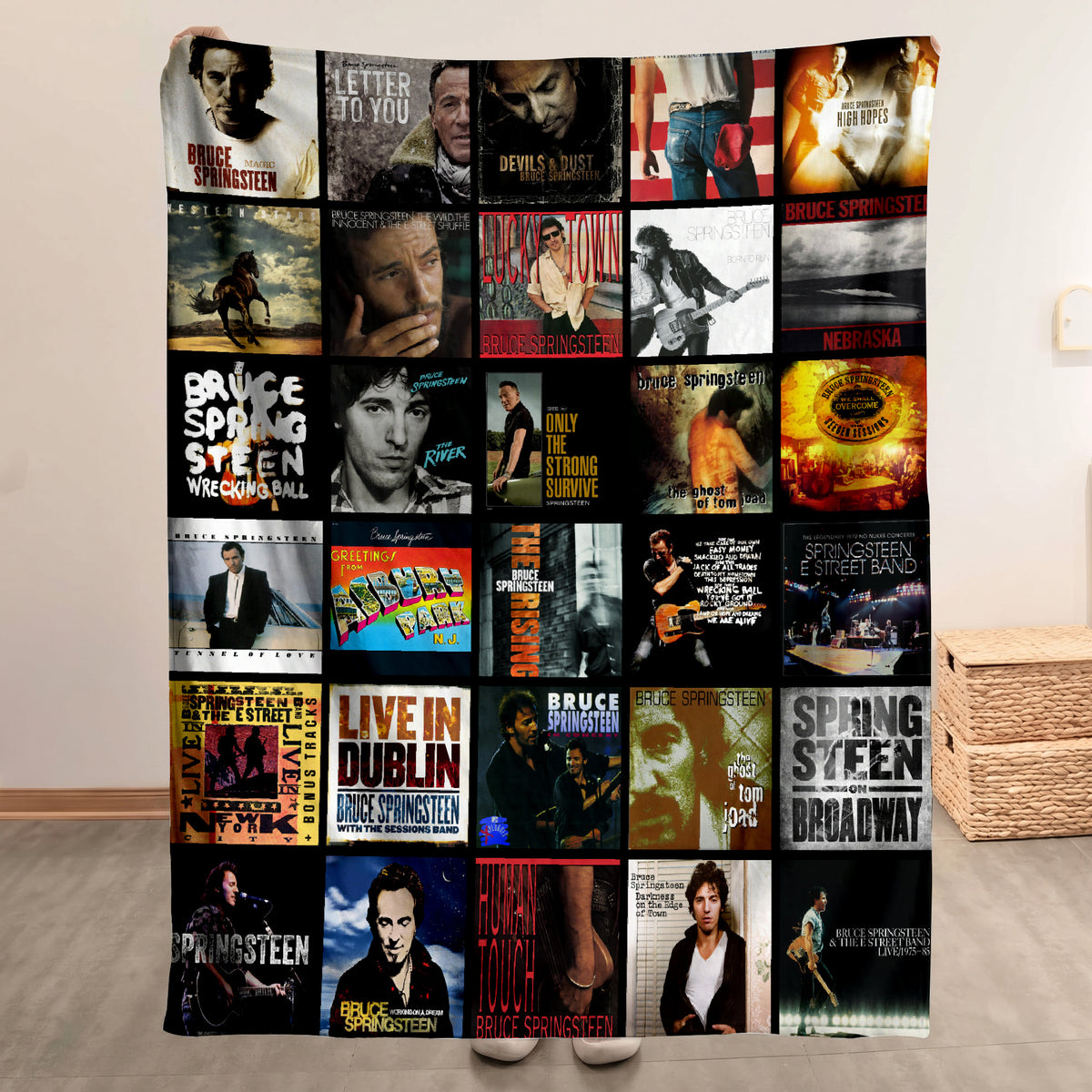 Bruce Springsteen Albums Collage Sherpa Blanket - A Warm Tribute to The Boss