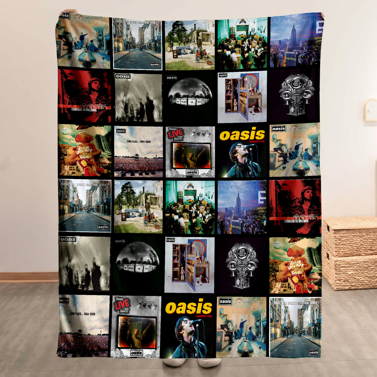 Oasis Albums Collage Sherpa Blanket - Unique Gift for Music Fans