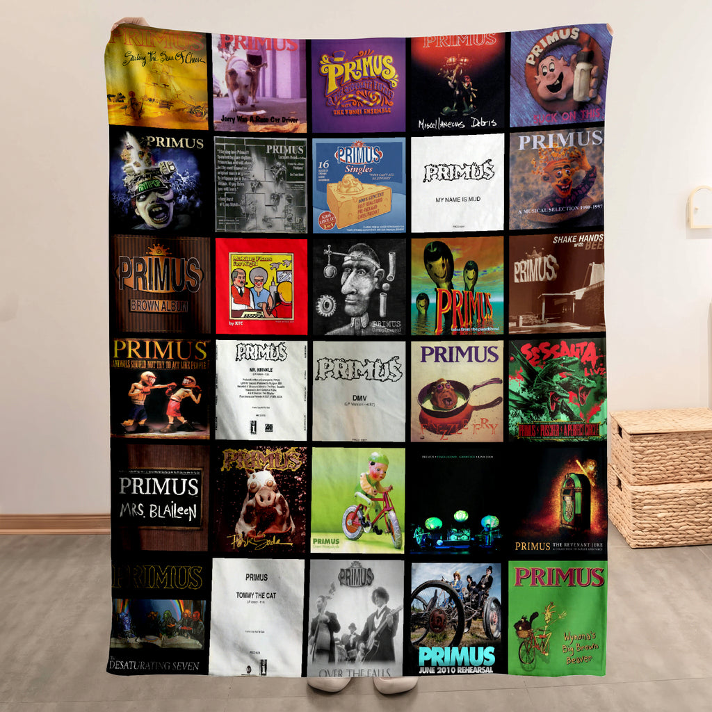 Primus Albums Collage Sherpa Blanket - A Wild, Comfort-Packed Tribute for True Fans
