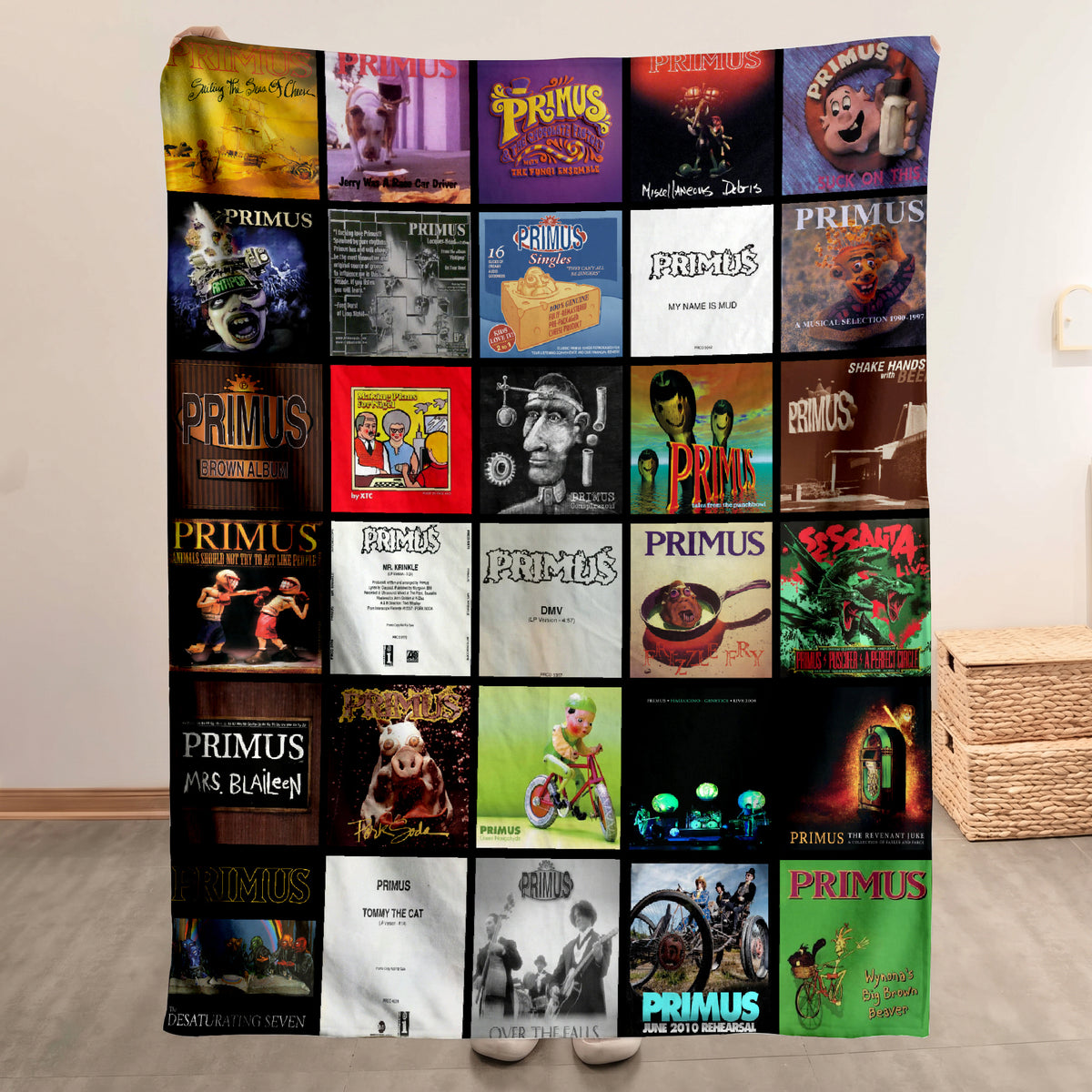 Primus Albums Collage Sherpa Blanket - A Wild, Comfort-Packed Tribute for True Fans