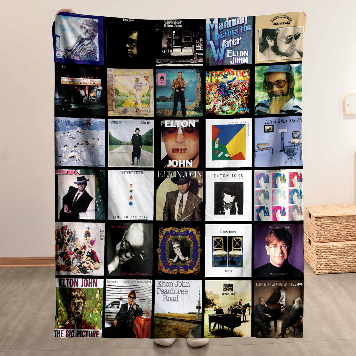 Elton John Albums Collage Sherpa Blanket - A Unique Christmas Find for All Rocket Man's Fans