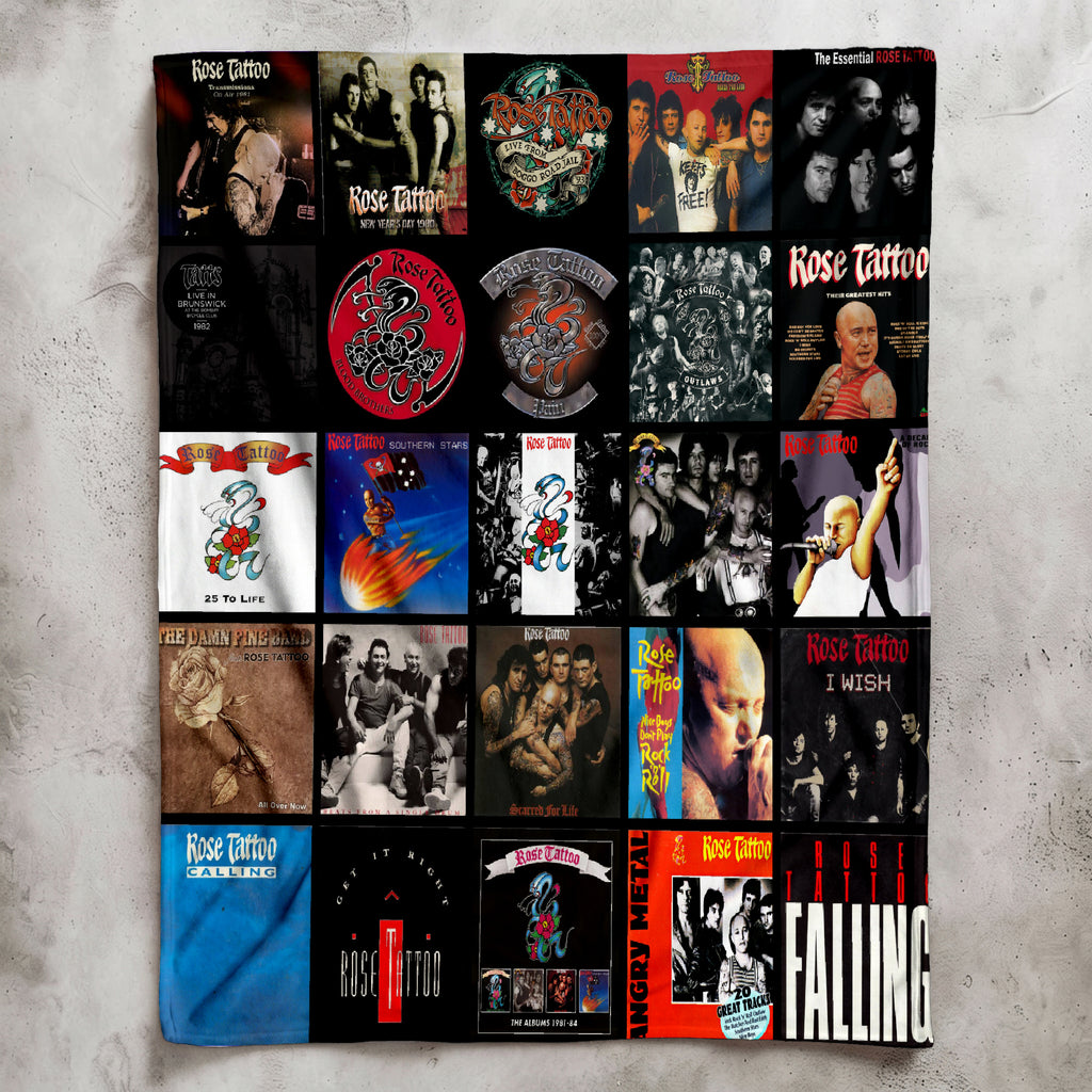 Rose Tattoo Albums Collage Sherpa Blanket - A Unique Christmas Find for All Fans