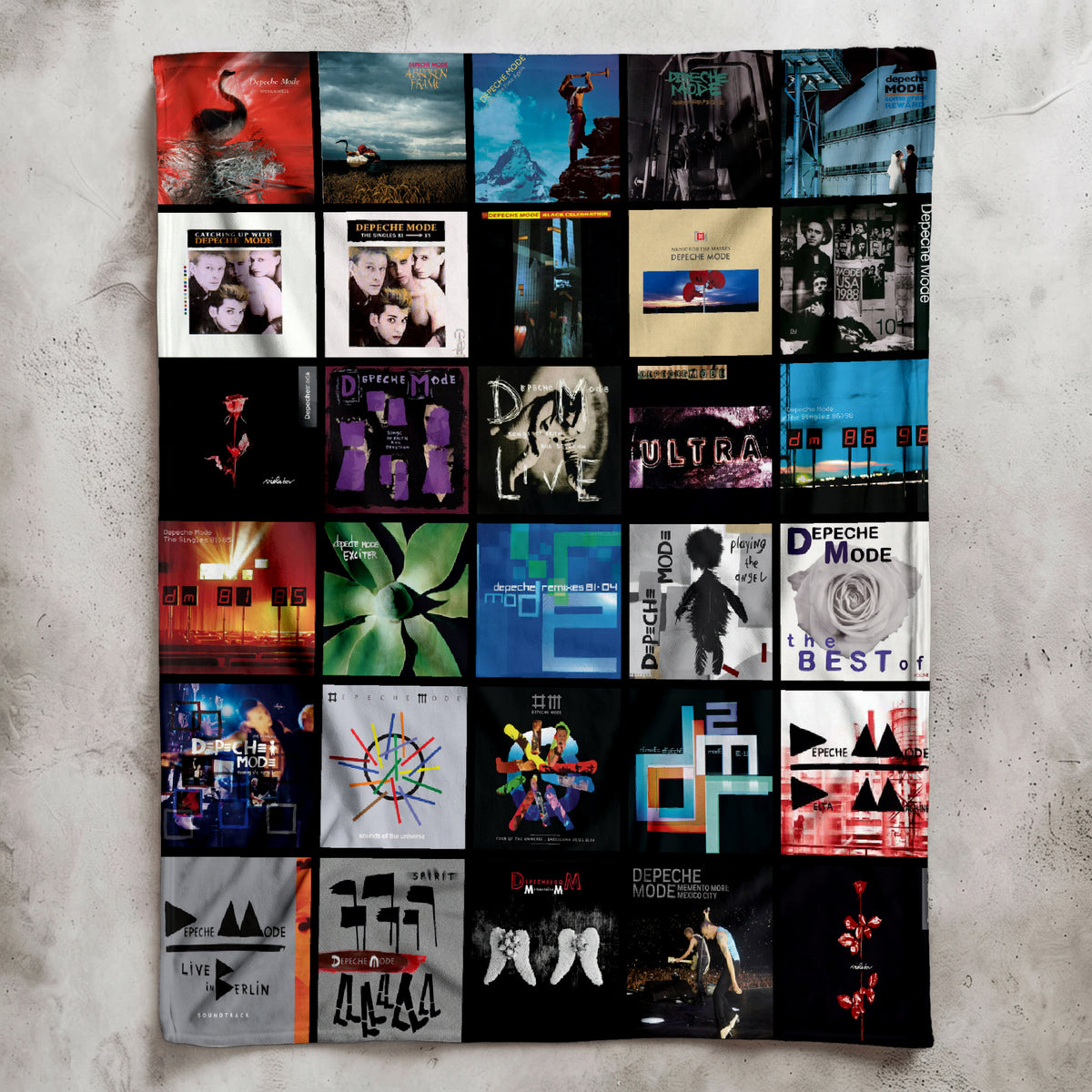 Depeche Mode Albums Collage Sherpa Blanket - A Unique Gift for Alternative Rock Fans