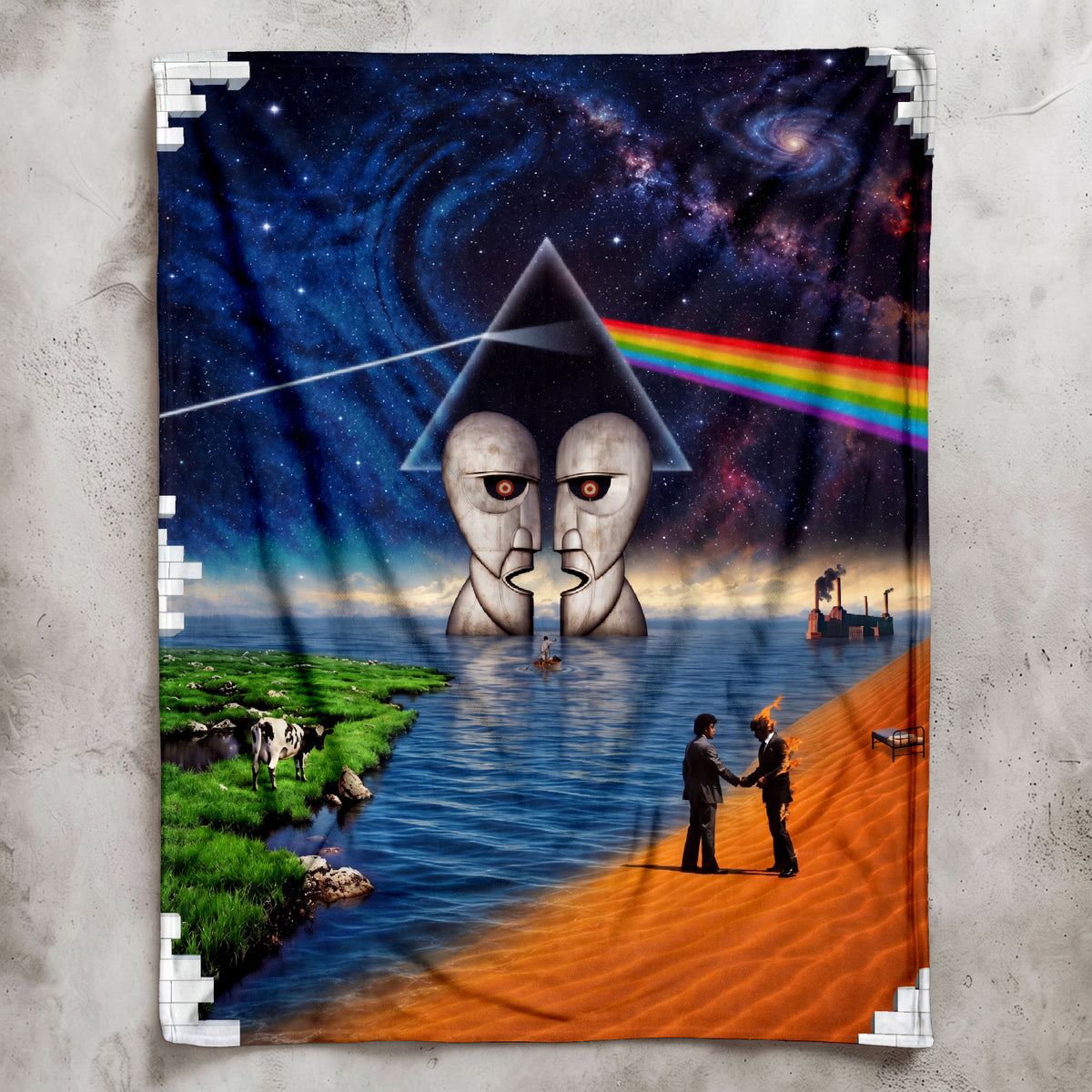 Pink Floyd Albums Art Sherpa Blanket - Unique Gift for Rock Music Fan