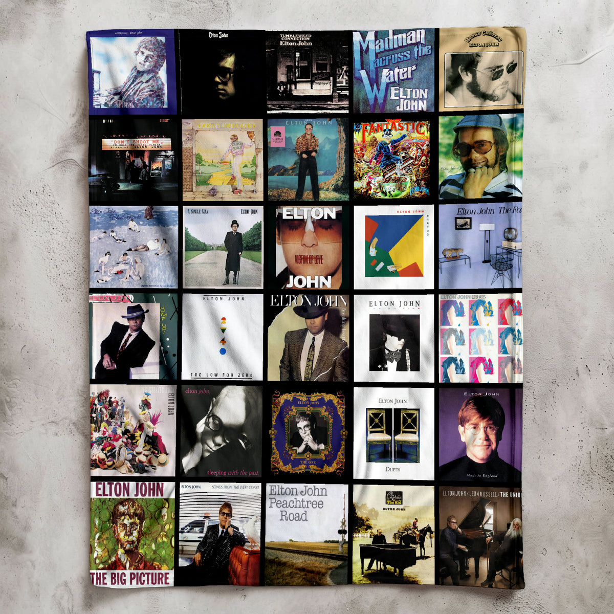 Elton John Albums Collage Sherpa Blanket - A Unique Christmas Find for All Rocket Man's Fans