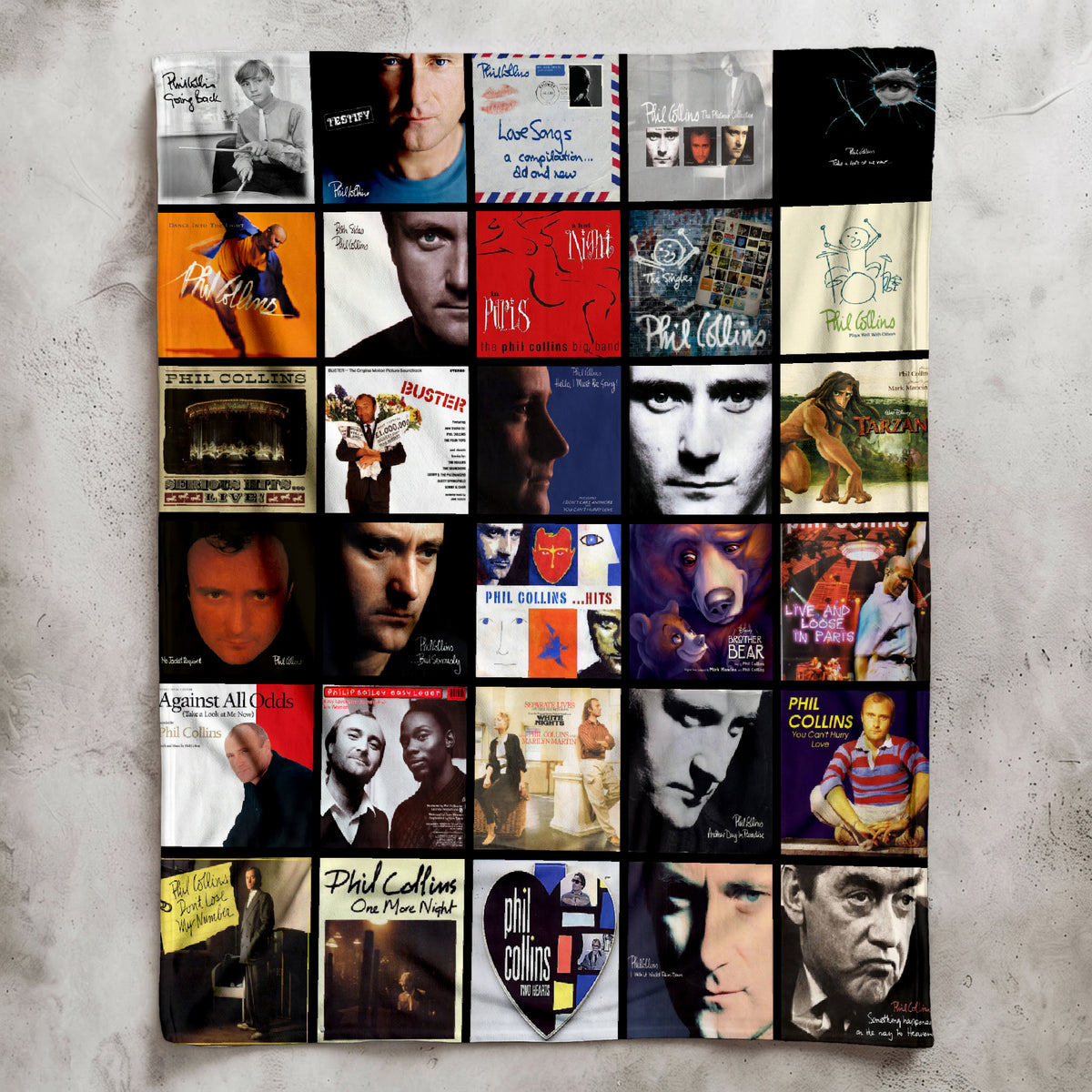 Phil Collins Albums Collage Sherpa Blanket - A Unique Christmas Find for All Fans