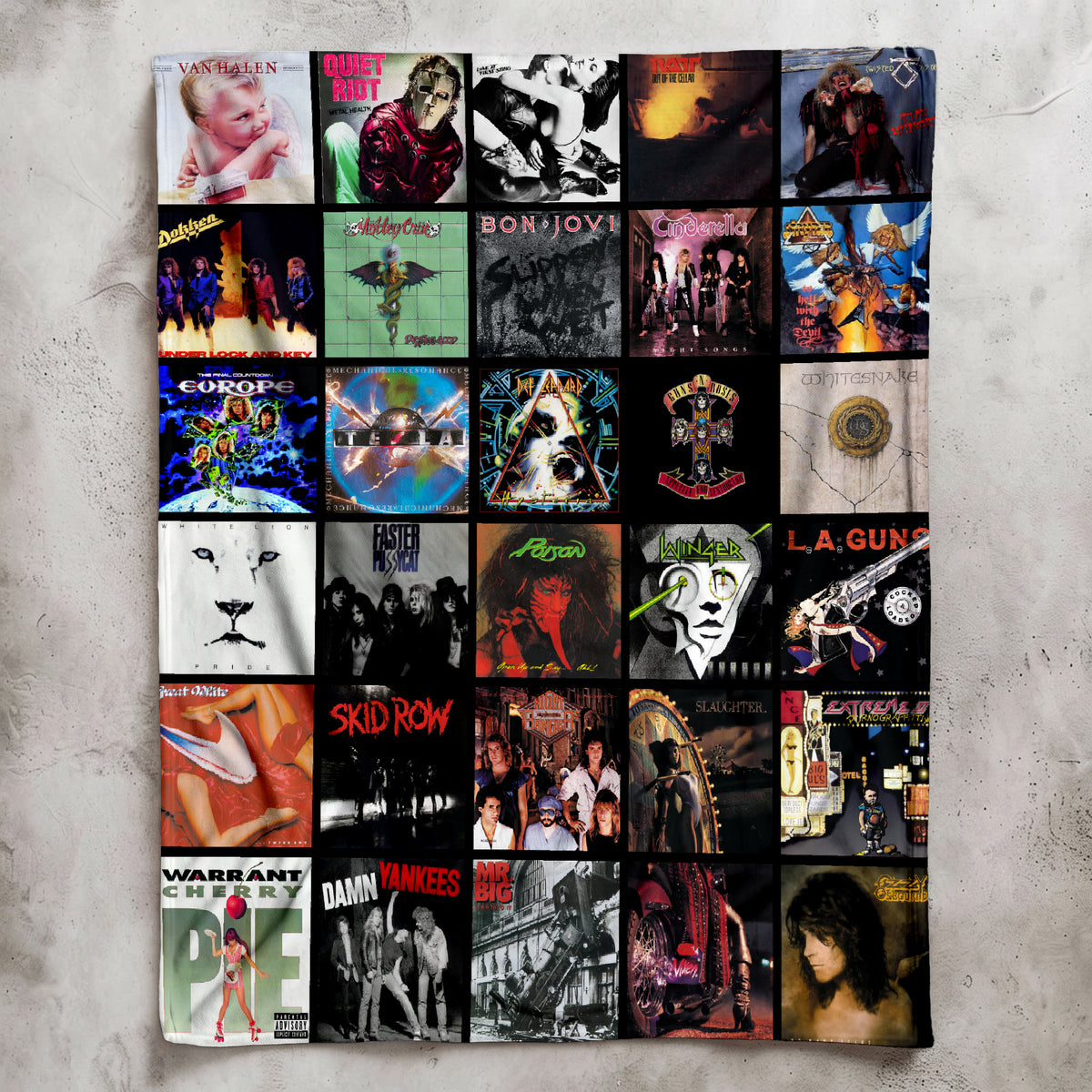 80s & 90s Rock Classics Albums Collage Sherpa Blanket - Unique Gift for Rock Music Fans