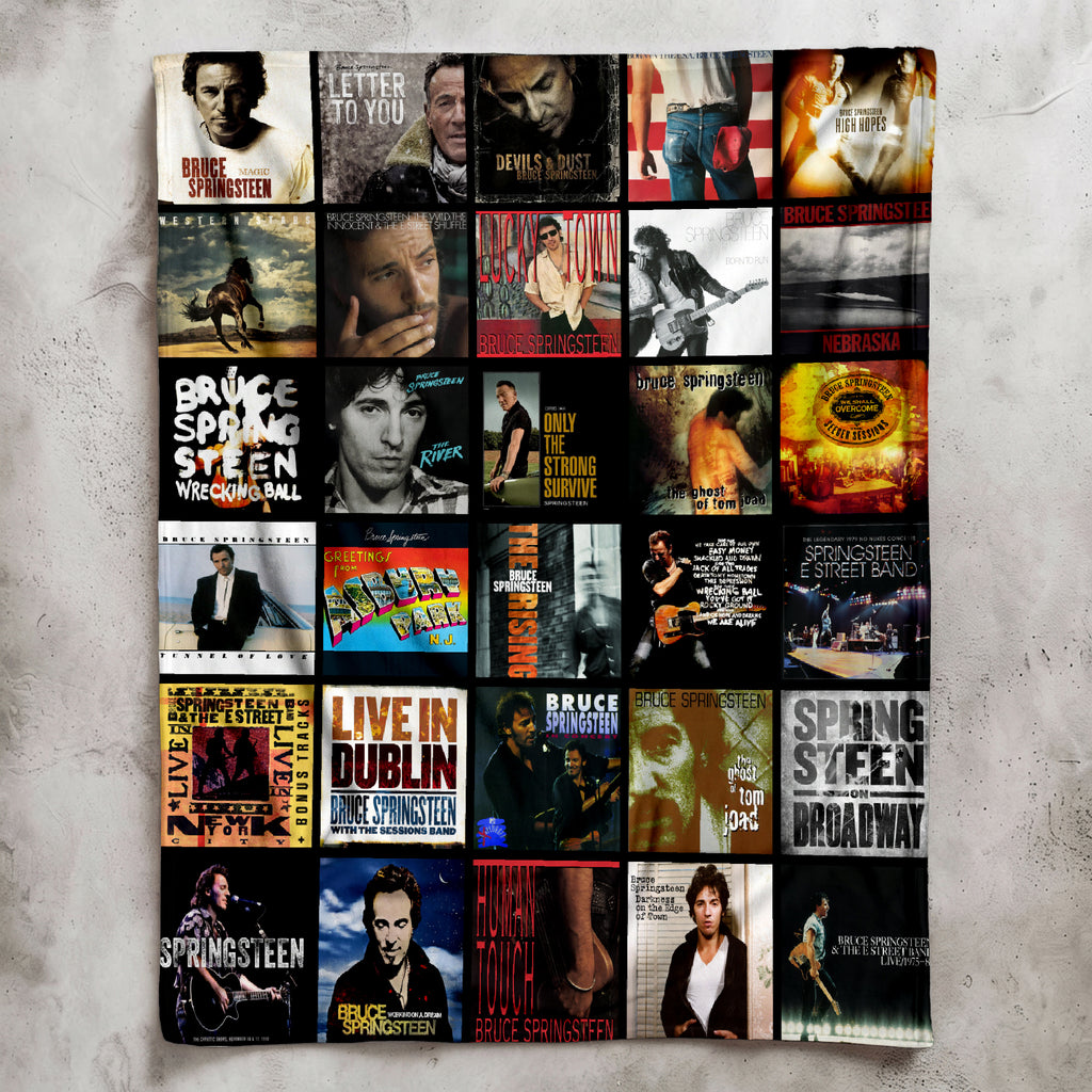 Bruce Springsteen Albums Collage Sherpa Blanket - A Warm Tribute to The Boss