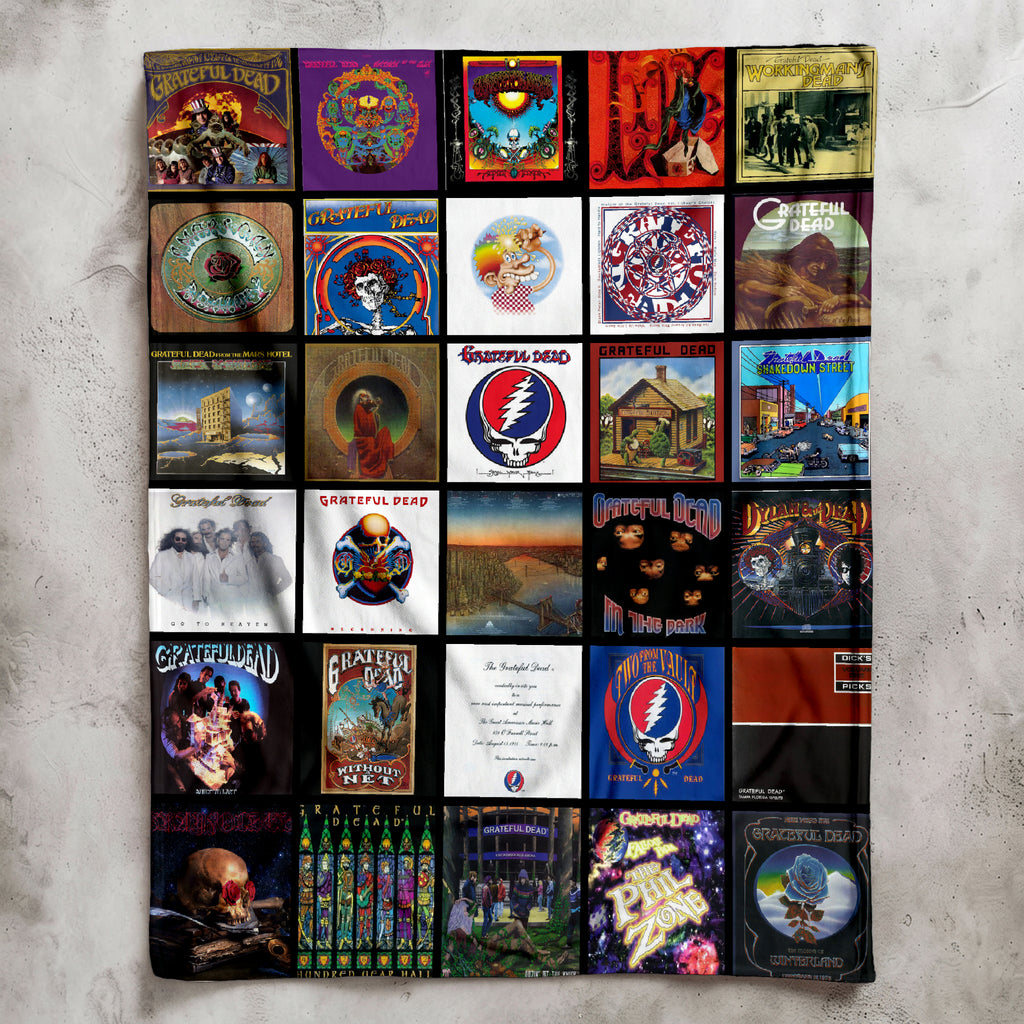 Grateful Dead Albums Collage Sherpa Blanket - Unique Gift for Music Fans