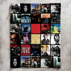 Billy Joel Albums Collage Sherpa Blanket - A Warm Tribute to the Piano Man's Greatest Eras