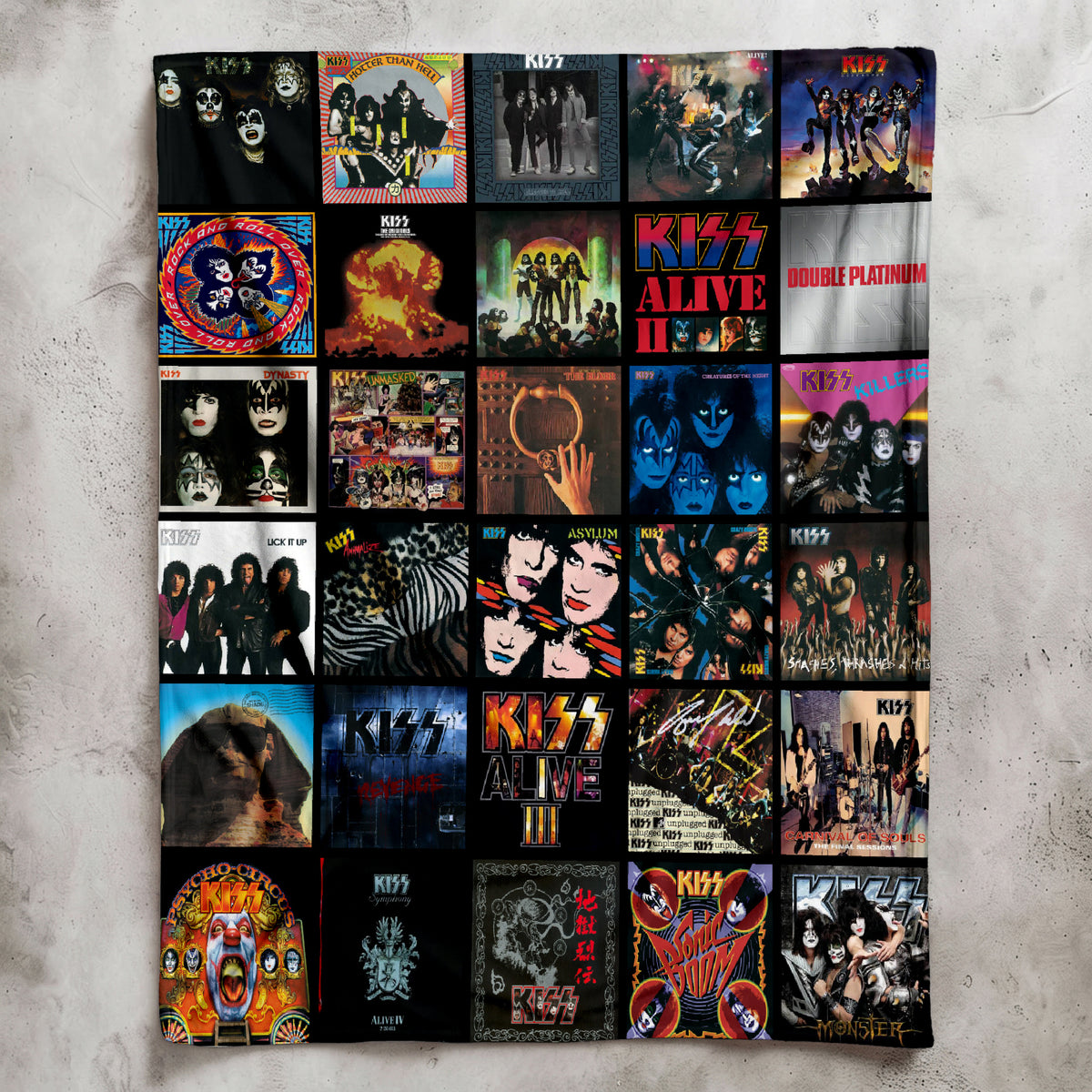 KISS Classics Albums Collage Sherpa Blanket - Unique Gift for Music Fans