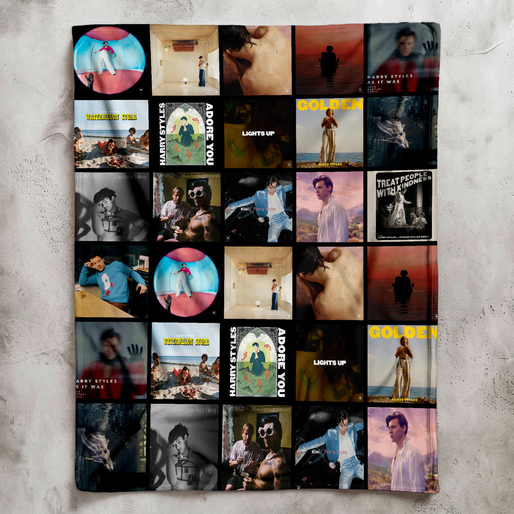 Harry Styles Albums Collage Sherpa Blanket - A Unique Christmas Find for All Fans