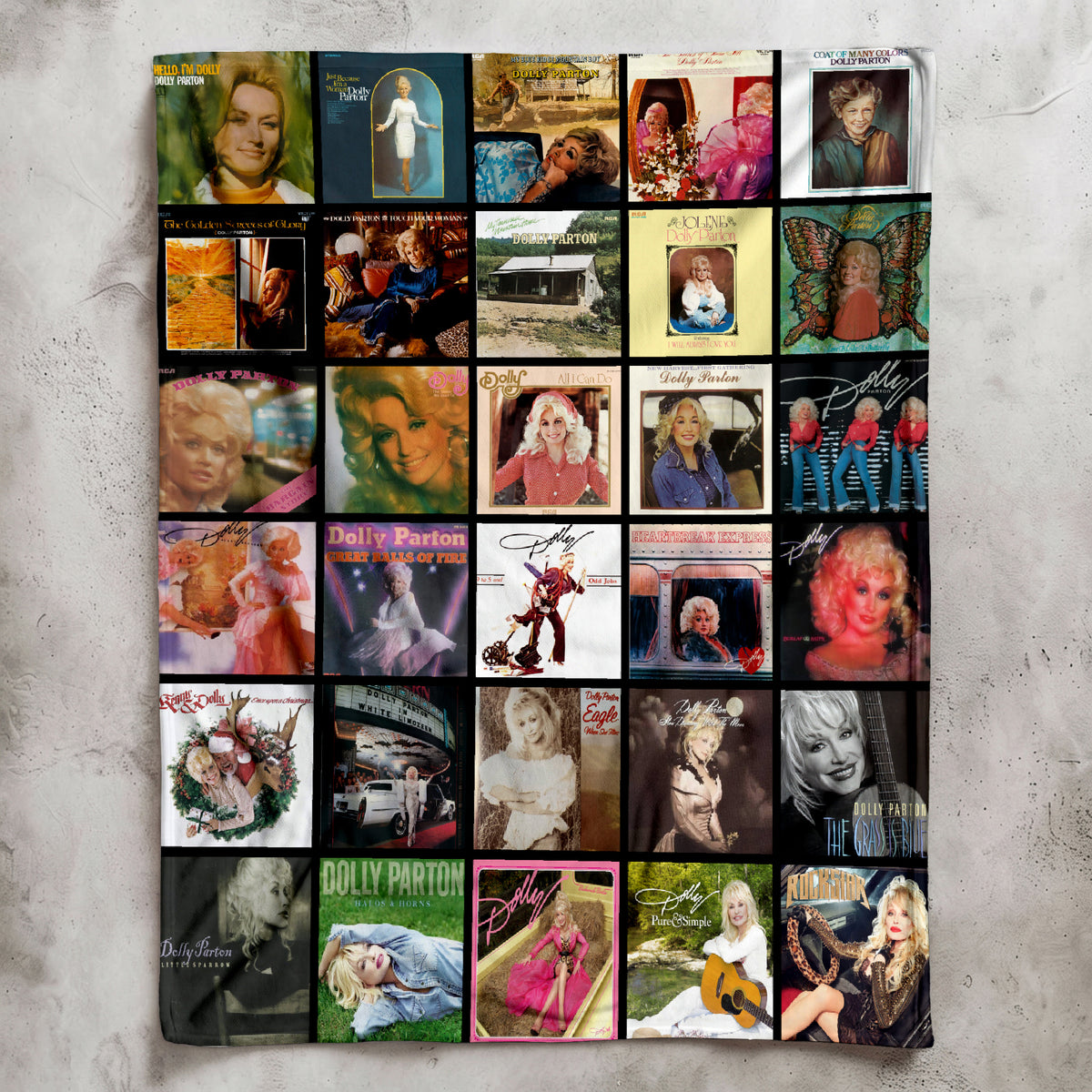 Dolly Parton Albums Collage Sherpa Blanket - Unique Gift for Music Fans