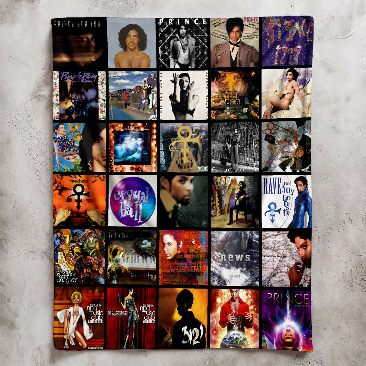 Prince Albums Collage Sherpa Blanket - Unique Gift for Music Fans