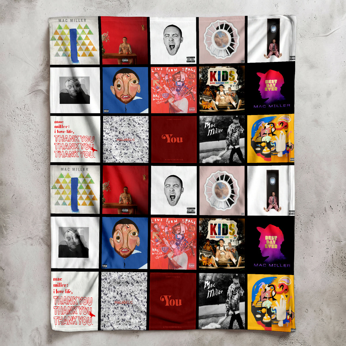 Mac Miller Albums Collage Sherpa Blanket - Unique Gift for Music Fans