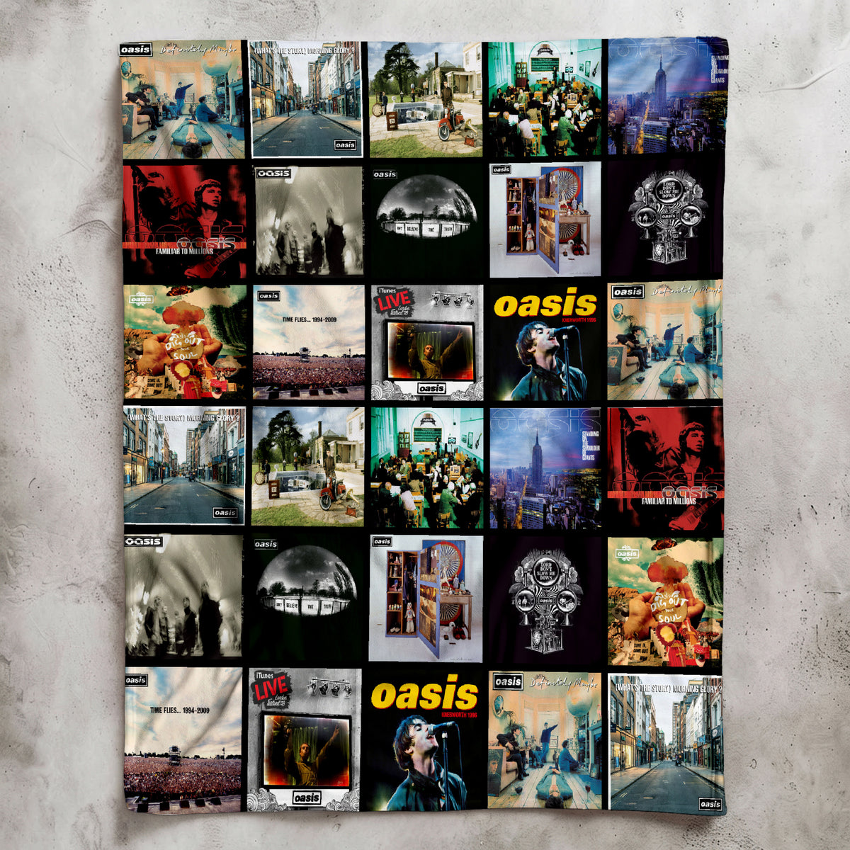 Oasis Albums Collage Sherpa Blanket - Unique Gift for Music Fans