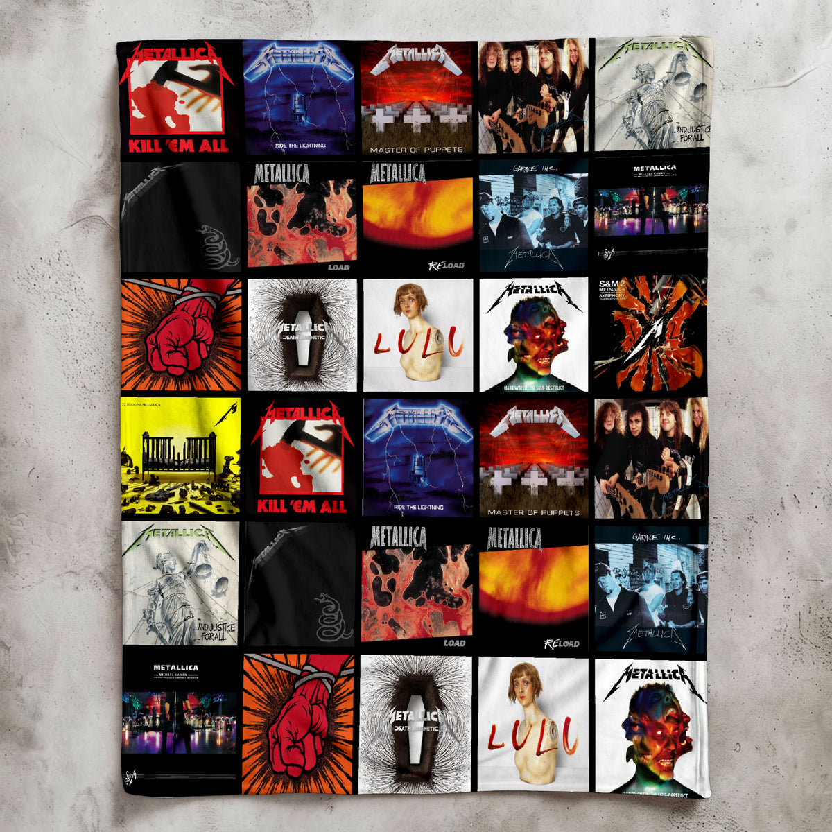 Metallica Albums Collage Sherpa Blanket - Unique Gift for Music Fans