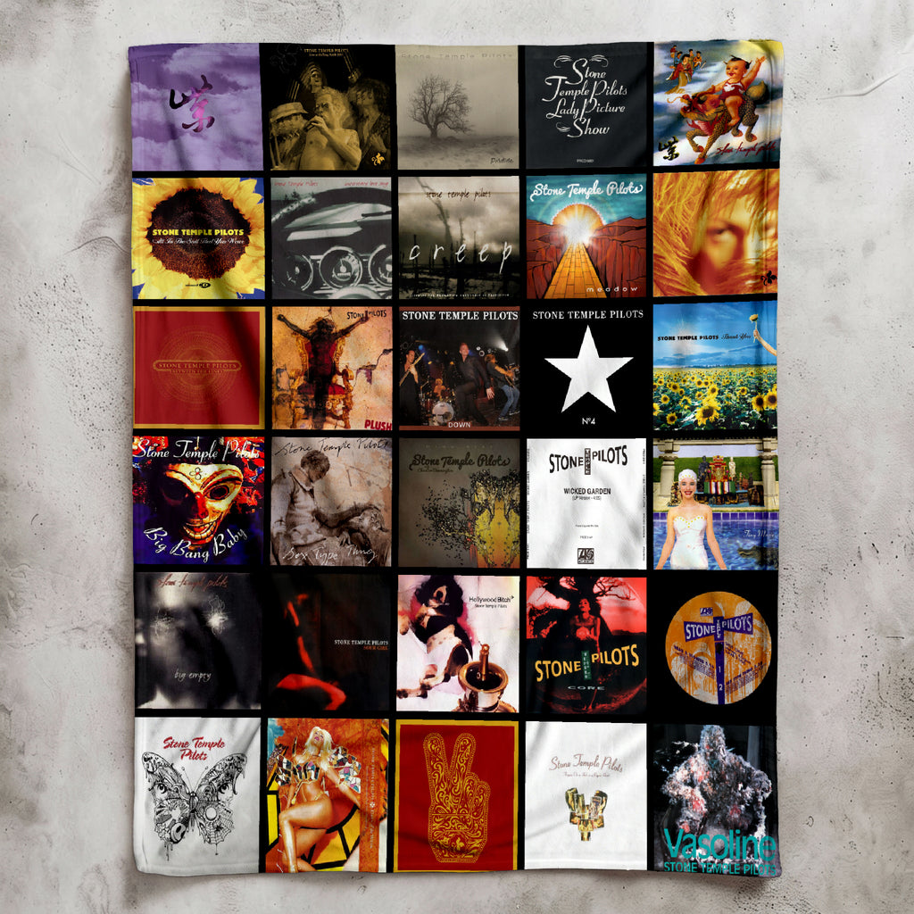 Stone Temple Pilots Albums Collage Sherpa Blanket - A Grunge-Era Tribute for True Fans