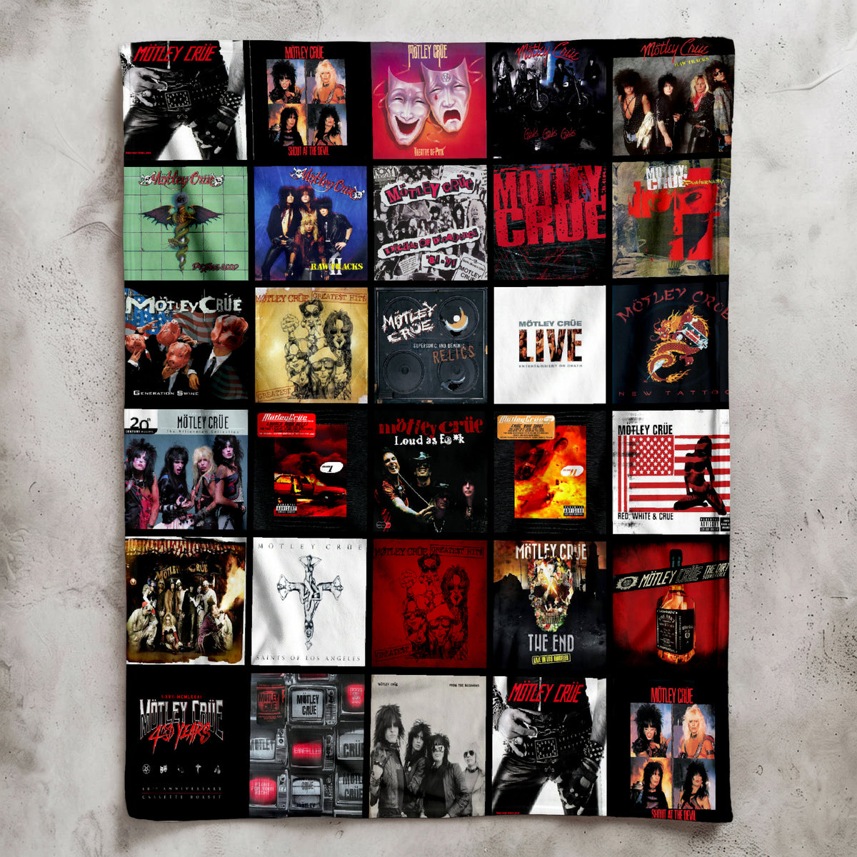 Metal Rock Band Classics Albums Collage Sherpa Blanket - Unique Gift for Music Fans