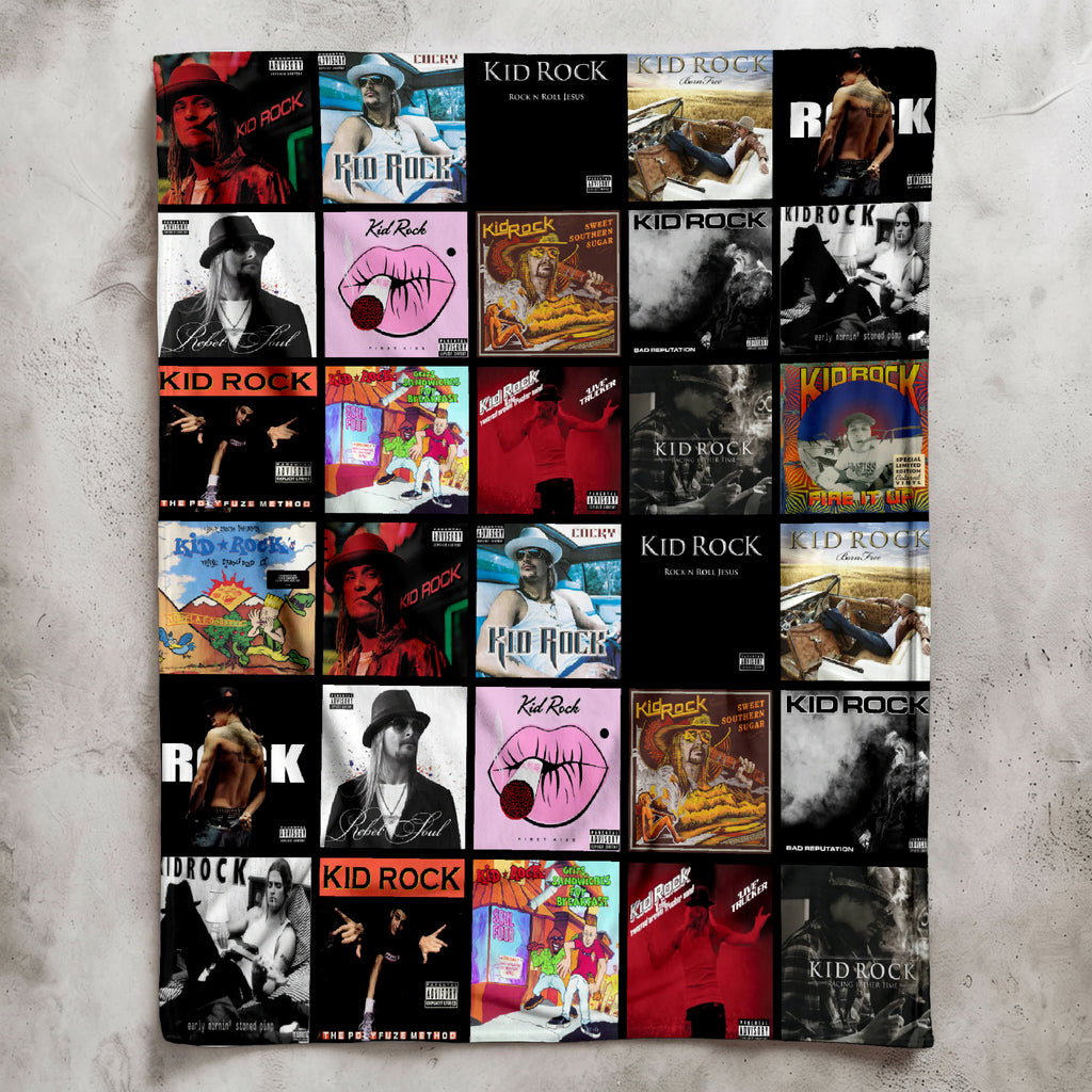 Kid Rock Albums Collage Sherpa Blanket - A Unique Christmas Find for All Fans