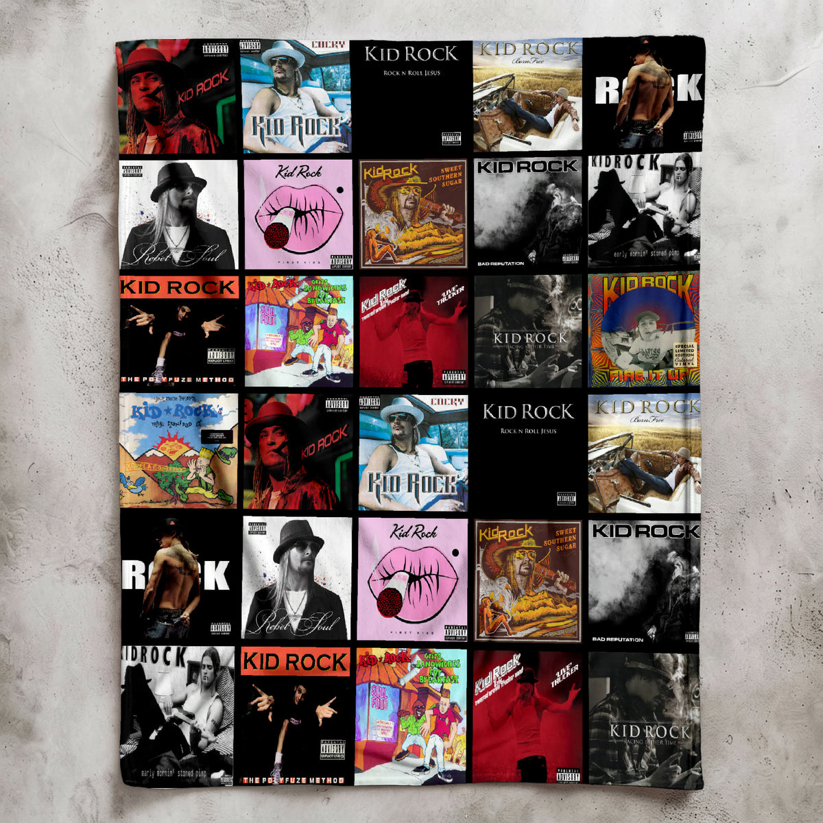 Kid Rock Albums Collage Sherpa Blanket - A Unique Christmas Find for All Fans