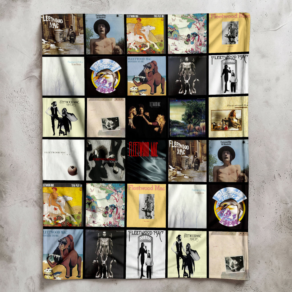 Fleetwood Mac Albums Collage Sherpa Blanket - Unique Gift for Music Fans