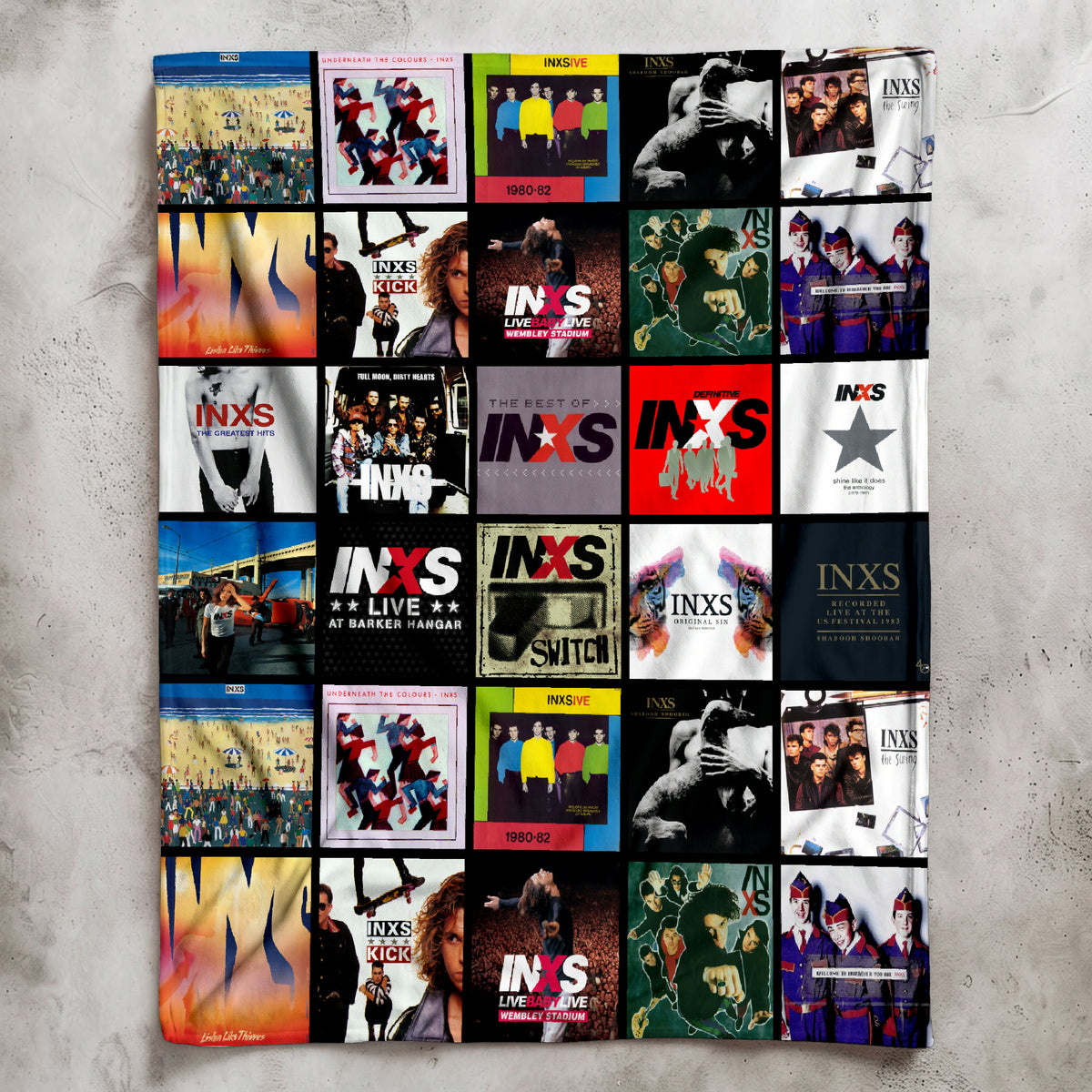 INXS Albums Collage Sherpa Blanket - Unique Gift for Music Fans