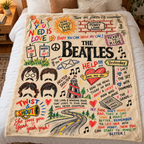 The Beatles Song Doodles Art Sherpa Blanket - Unique Gift for Music Fans