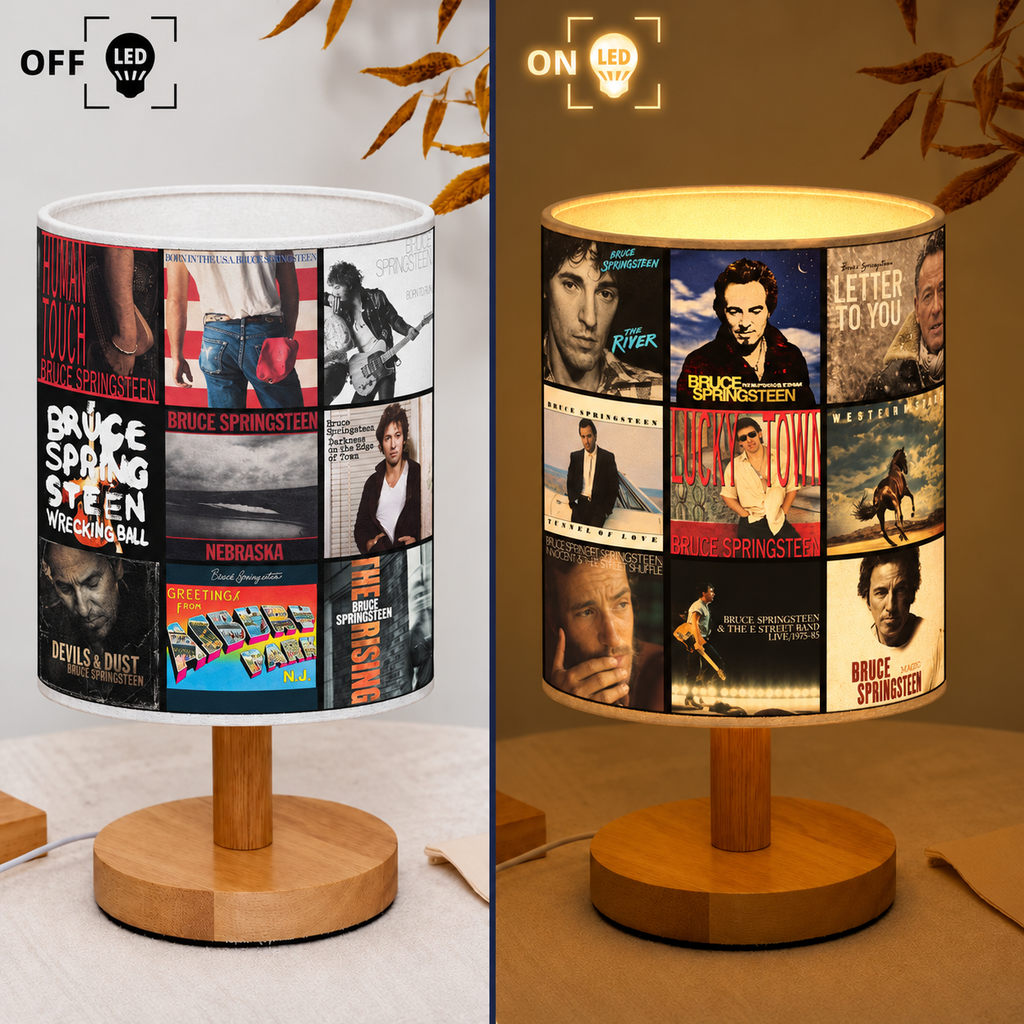 Bruce Springsteen Albums Collage Fabric Lamp - Unique Home Decor Gift for Music Fans